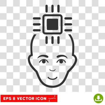 Neural Computer Interface Vector EPS Icon Illustrazione stock