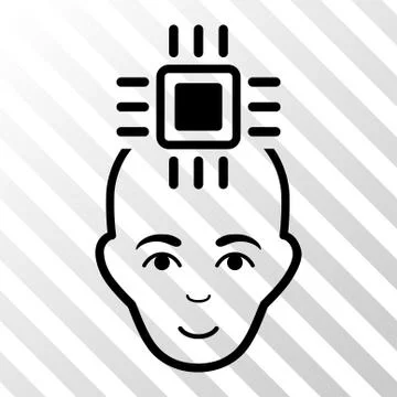 Neural Computer Interface Vector Icon 스톡 일러스트
