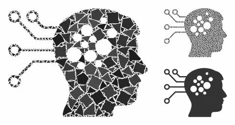 Neural computer links Mosaic Icon of Rugged Parts Stock Illustration