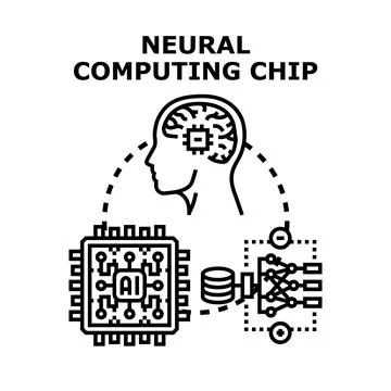 Neural computing chip processing artificial intelligence data 스톡 일러스트