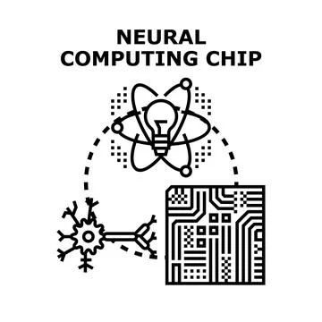 Neural computing chip processing artificial intelligence data イラスト素材