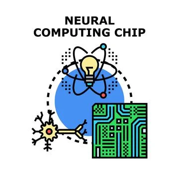 Neural computing chip processing artificial intelligence data Stock Illustration