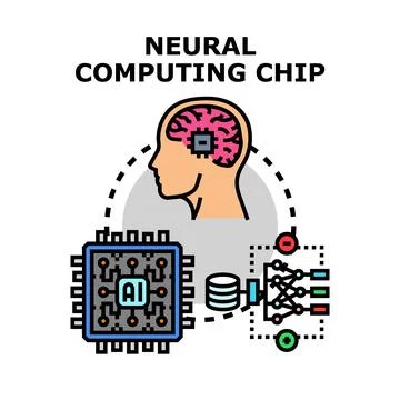 Neural computing chip processing artificial intelligence data Ilustración de archivo