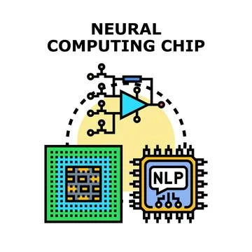 Neural computing chip processing information with artificial intelligence Stock Illustration