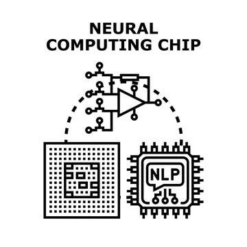 Neural computing chip processing information with artificial intelligence Stock Illustration