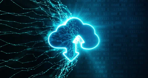 Neural connections of data entering the cloud computing and binary coding i.. Video stock 229631296