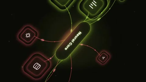 Neural Core Neon Network Loop Futuristic Data Visualization Abstract Technology Stock Footage 344104365