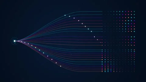 Neural data flow transfer animation futuristic digital network background Stock Footage 346643198