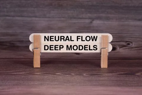 Neural Flow, Deep Models word reveal on wodden stick wood texture bg Stock Photos