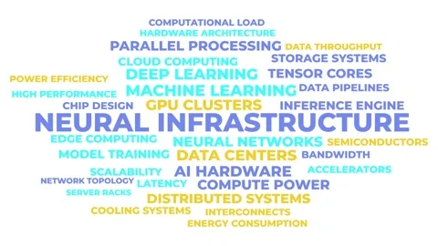 Neural Infrastructure Word Cloud Animation - AI Technology Concepts Stock Footage 346718612