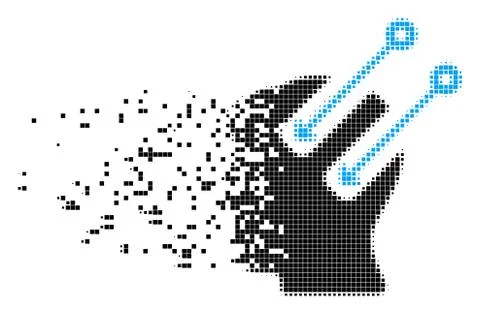 Neural Interface Broken Pixel Icon Stock Illustration