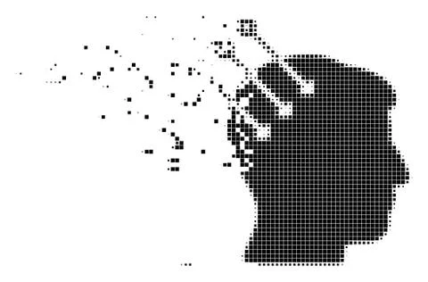 Neural Interface Connectors Destructed Pixel Icon Illustrazione stock