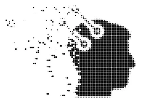 Neural Interface Connectors Destructed Pixel Icon Stock Illustration