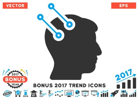 Neural Interface Connectors Flat Icon With 2017 Bonus Trend Illustrazione stock