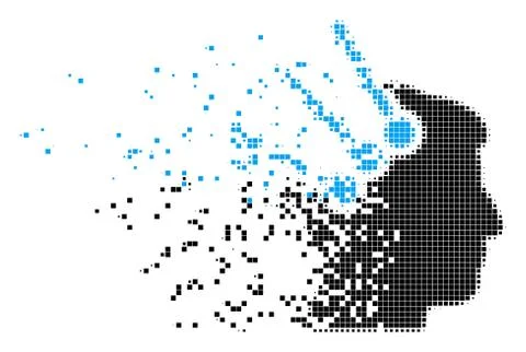 Neural Interface Connectors Fractured Pixel Icon Stock Illustration