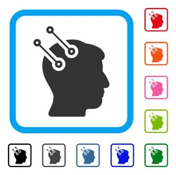 Neural Interface Connectors Framed Icon Illustrazione stock