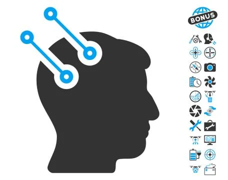 Neural Interface Connectors Icon with Bonus Stock Illustration