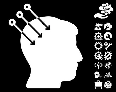 Neural Interface Connectors Vector Icon With Tools Bonus Stock Illustration