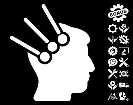 Neural Interface Connectors Vector Icon With Tools Bonus Illustrazione stock