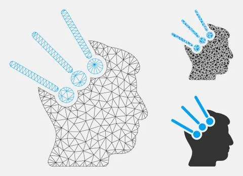 Neural Interface Connectors Vector Mesh Network Model and Triangle Mosaic Icon Illustrazione stock
