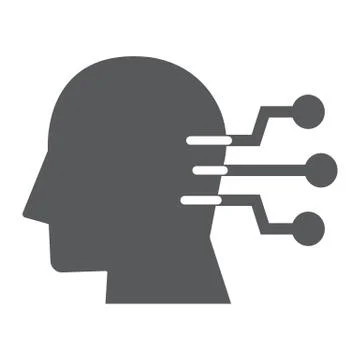 Neural interface glyph icon, technology and network, human head connection sign Stock Illustration