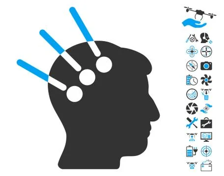 Neural Interface Icon With Air Drone Tools Bonus Stock Illustration