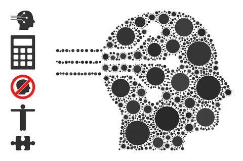 Neural Interface Icon - Infection Mosaic and Other Icons Stock Illustration