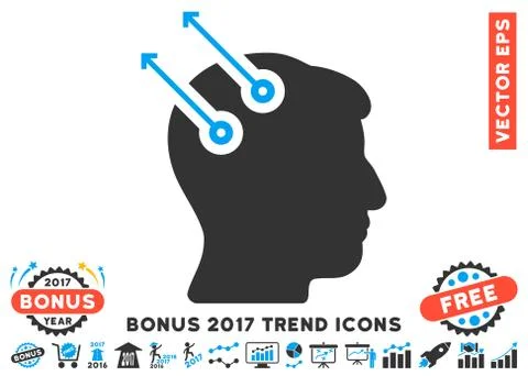 Neural Interface Plugs Flat Icon With 2017 Bonus Trend Stock Illustration