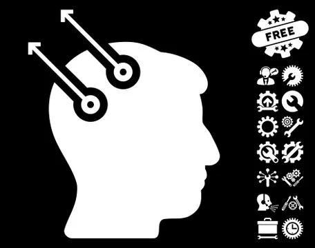 Neural Interface Plugs Vector Icon with Tools Bonus Stock Illustration
