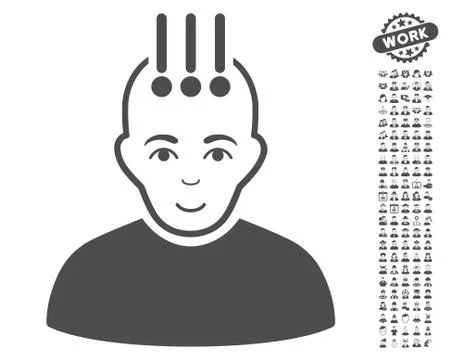 Neural Interface Vector Icon With Bonus Stock Illustration