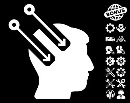 Neural Interface Vector Icon With Tools Bonus 스톡 일러스트