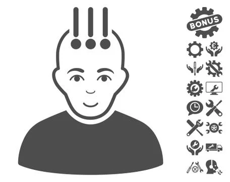 Neural Interface Vector Icon With Tools Bonus Stock Illustration