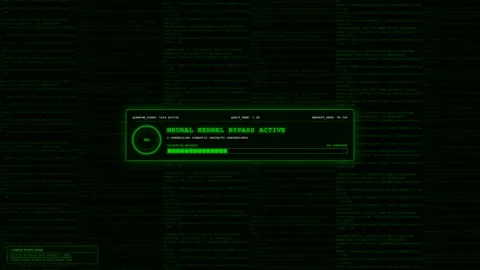 Neural Kernel Bypass Quantum Security Override Green Animation. 스톡 동영상 346969120