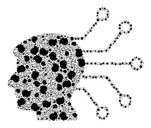 Neural Link Fractal Icon Composition of Self Items Stock Illustration