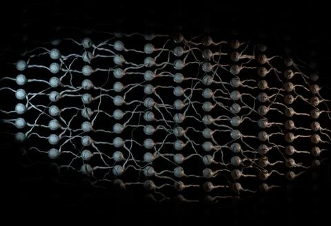 Neural net. Neuron network. Deep learning. 3d illustration 스톡 일러스트