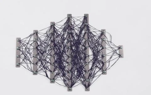 Neural net. Neuron network. Deep learning. Cognitive technology concept. 3d Illustrazione stock