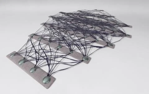 Neural net. Neuron network. Deep learning. Cognitive technology concept. 3d Stock Illustration