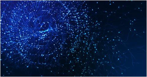 Neural net structure. Neuron network. Digital artificial organism. Human mind Illustrazione stock