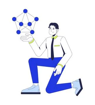 Neural network 2D illustration concept 库存插图