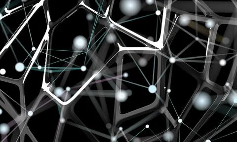 Neural network 3D illustration. Big data and cybersecurity Stock Illustration