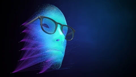Neural Network Abstract Face with glasses Stock Footage 111293175