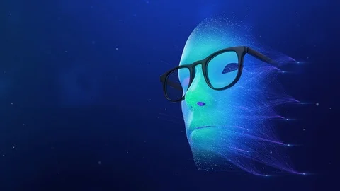 Neural Network Abstract Face with glasses Stock Footage 111782038