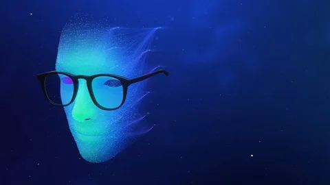 Neural Network Abstract Face with glasses Stock Footage 111784072