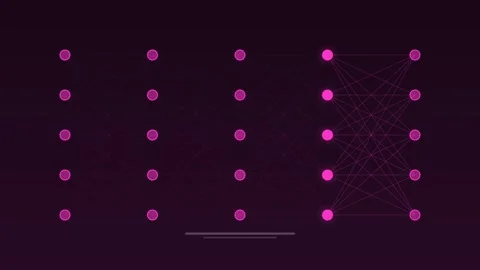 Neural network activation propagation fuchsia concept loop 動画素材 342615792