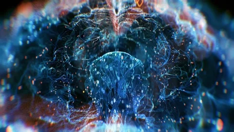 Neural Network Activity Inside Human Brain as Futuristic Scientific Animation Stock Footage 325943778