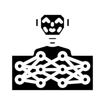 Neural network ai integration glyph icon vector illustration Stock Illustration