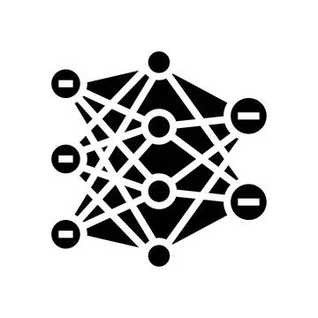 Neural network ai integration glyph icon vector illustration Stock Illustration