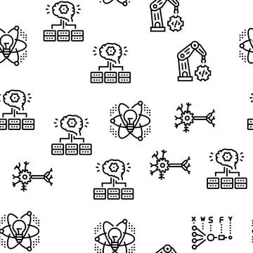 Neural Network And Ai Vector Seamless Pattern イラスト素材