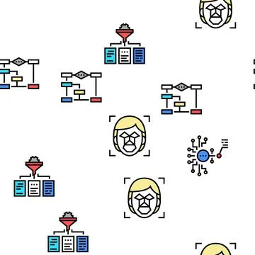 Neural Network And Ai Vector Seamless Pattern 库存插图