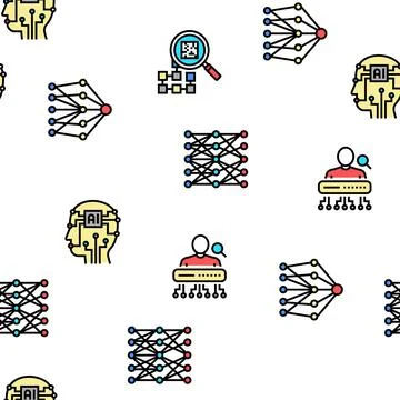 Neural Network And Ai Vector Seamless Pattern Illustrazione stock